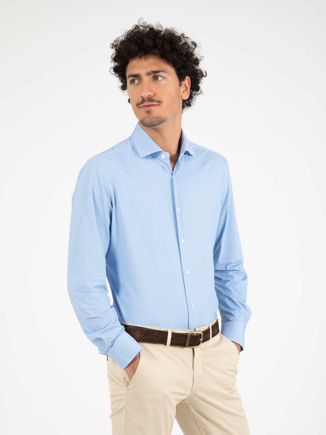 Camicia active microfantasia azzurra