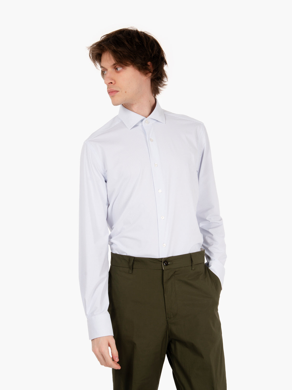 Camicia Active microfantasia puntini bianco / blu