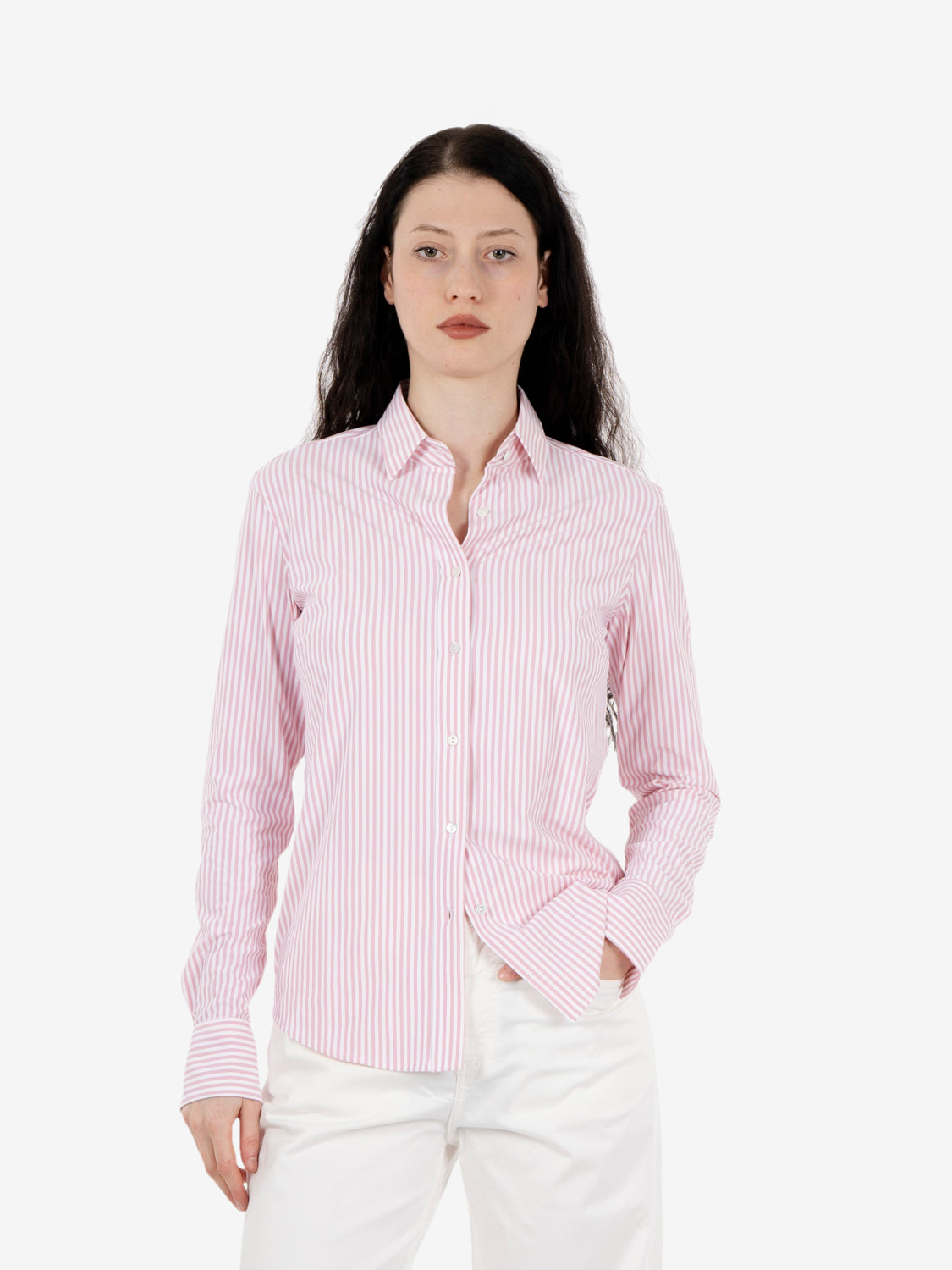 Camicia active slim fit a righe rosa