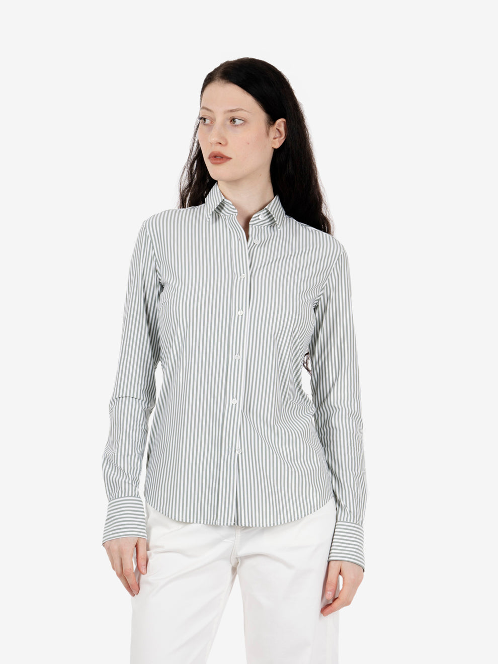 Camicia active slim fit a righe verde