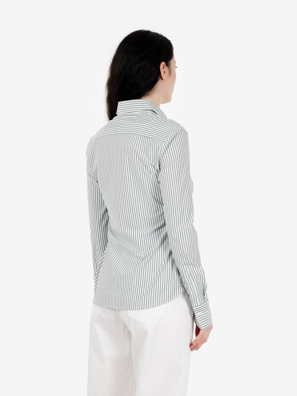 Camicia active slim fit a righe verde