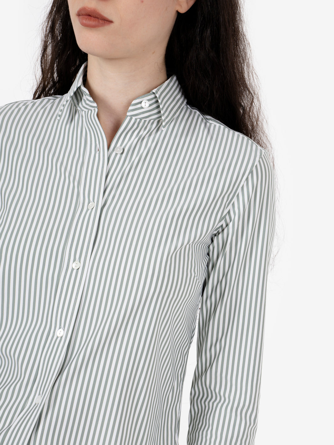 Camicia active slim fit a righe verde