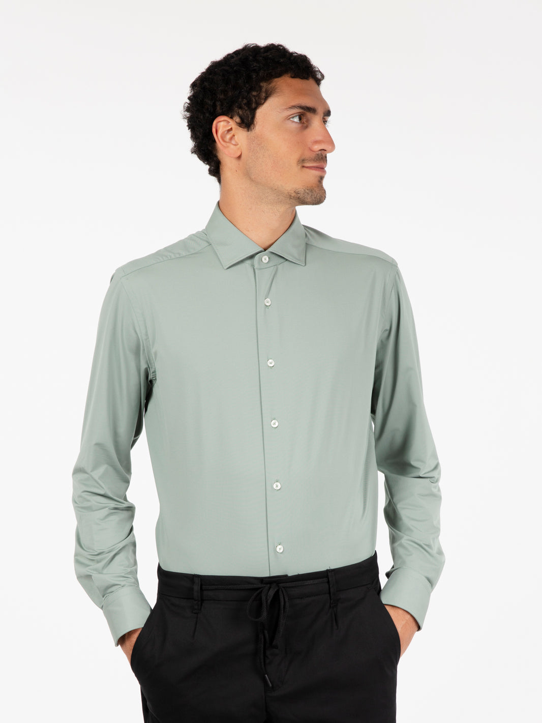 Camicia active tailor fit verde