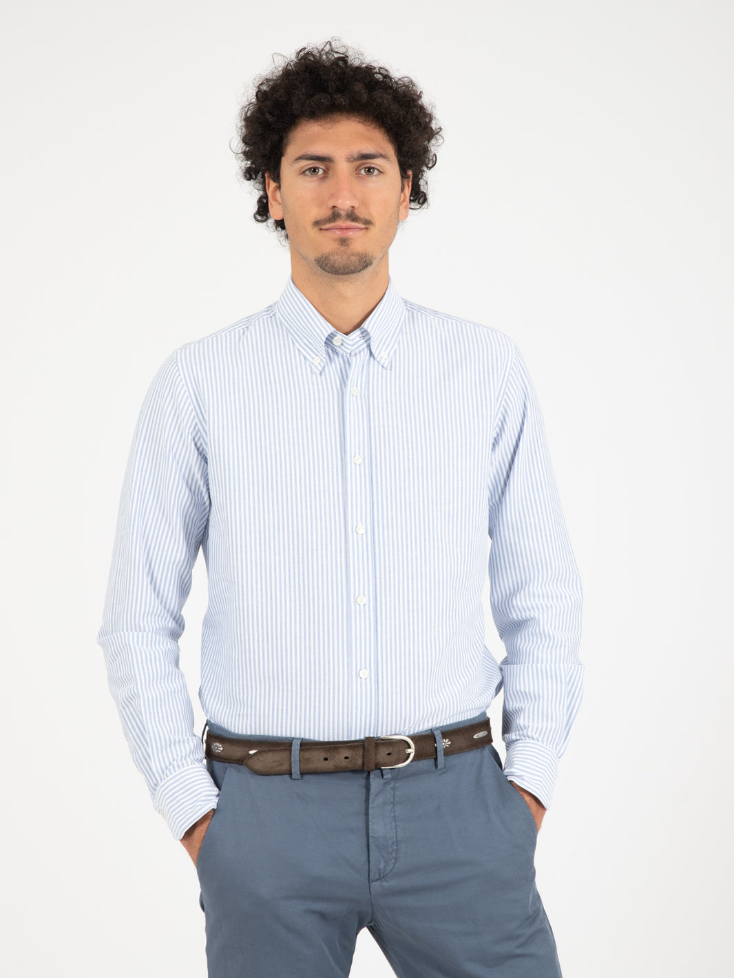 White/Blue Striped Button Down Shirt