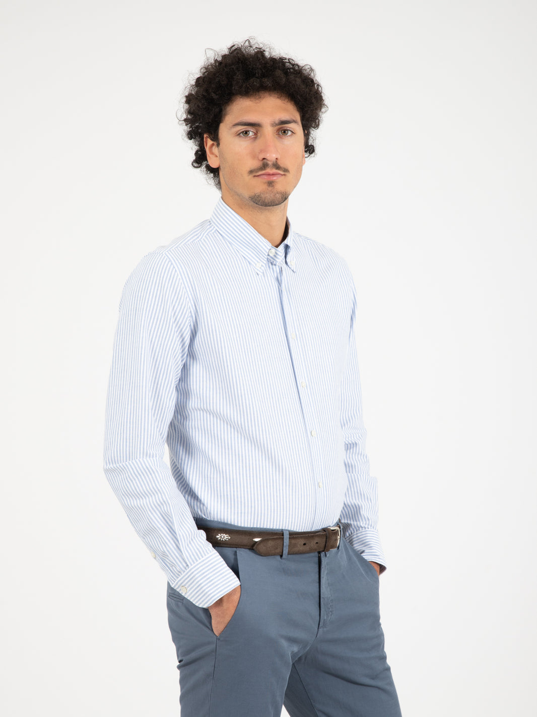 White/Blue Striped Button Down Shirt