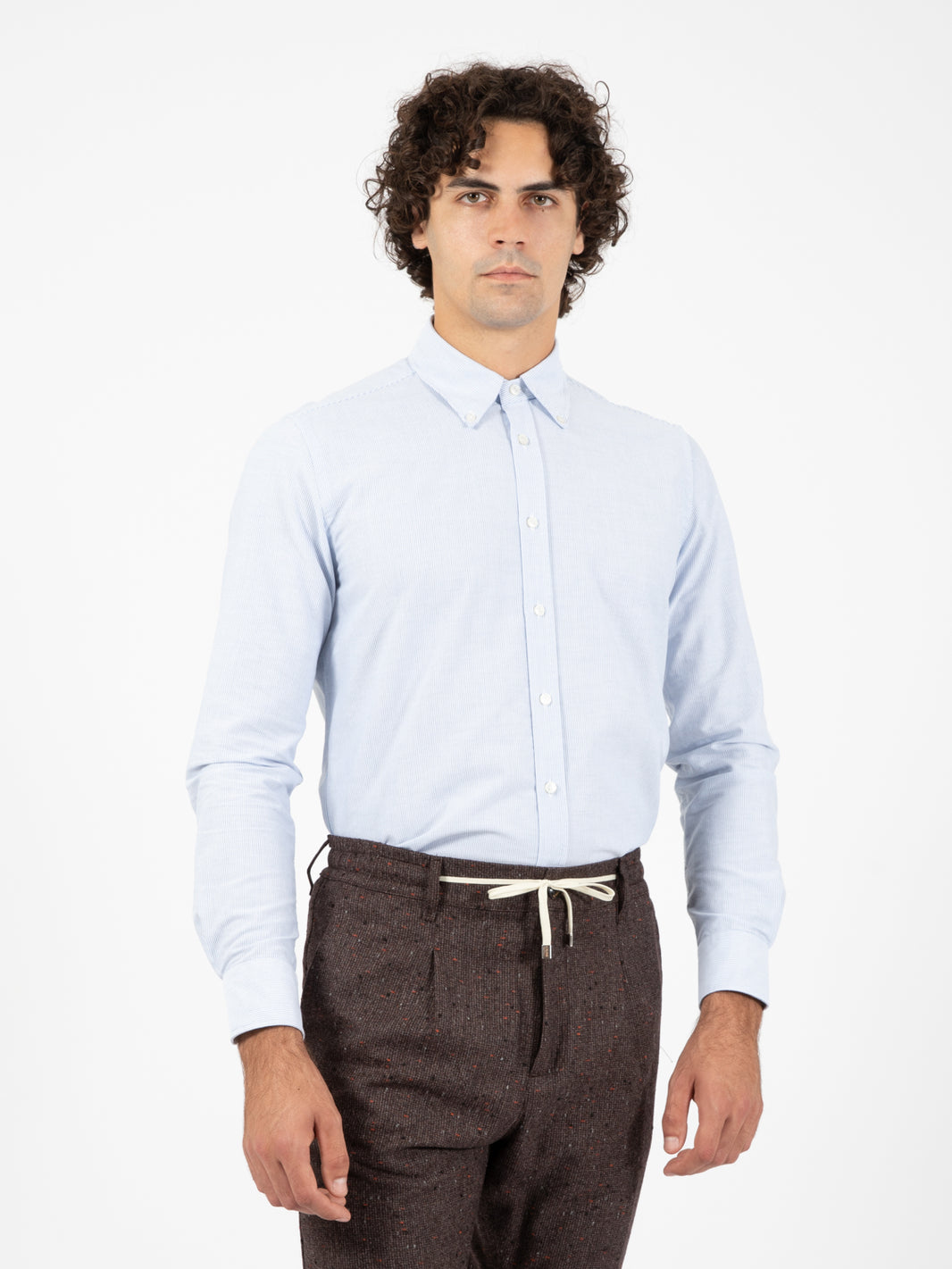 Camicia button-down riga azzurro