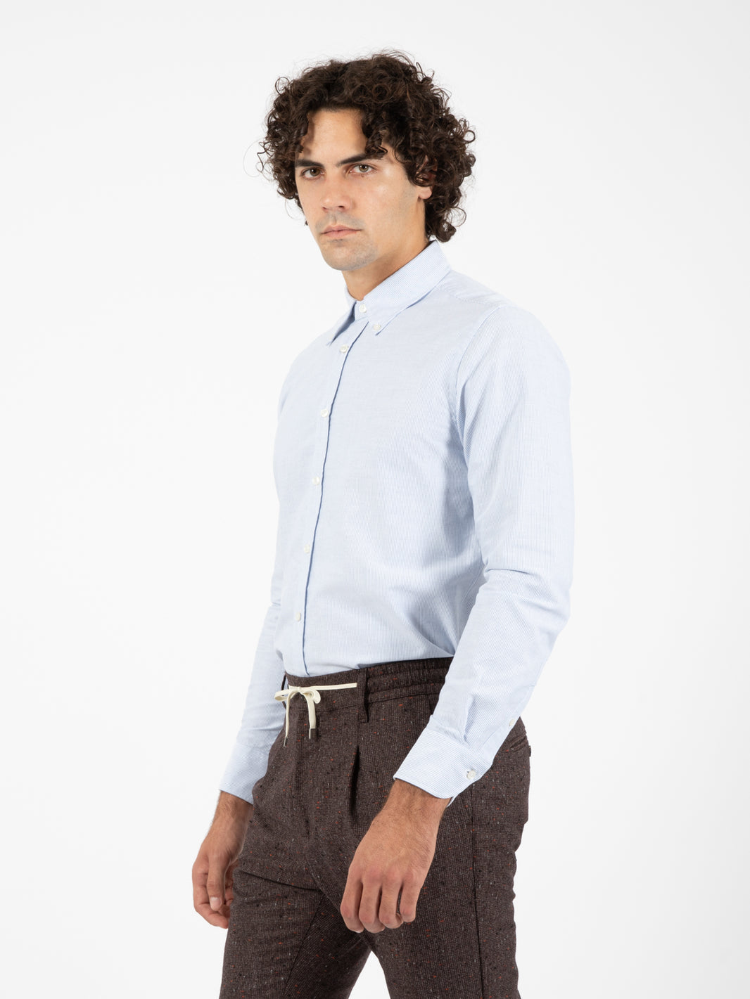 Camicia button-down riga azzurro