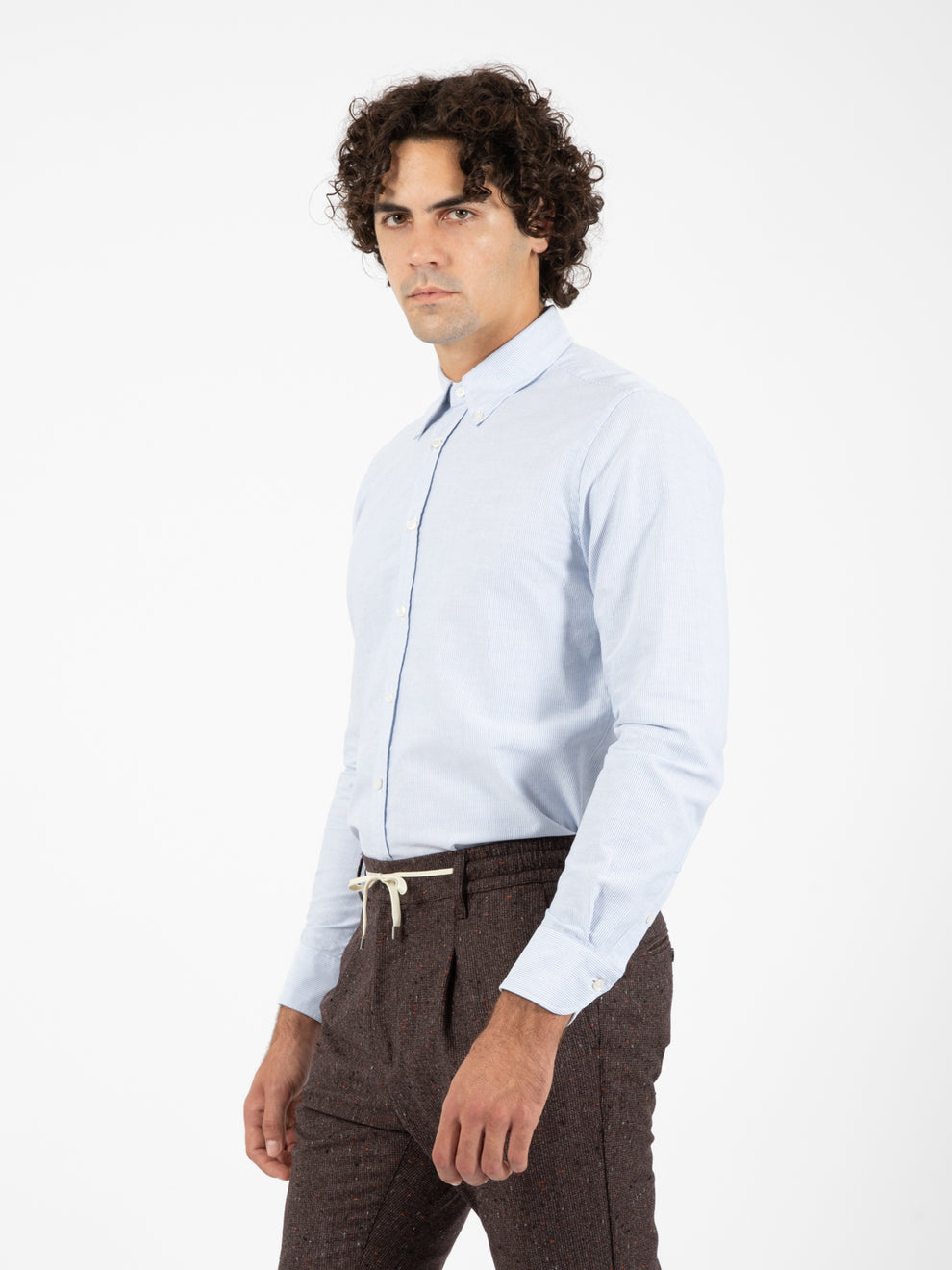 Camicia button-down riga azzurro