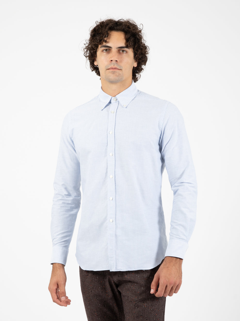 Camicia button-down riga azzurro