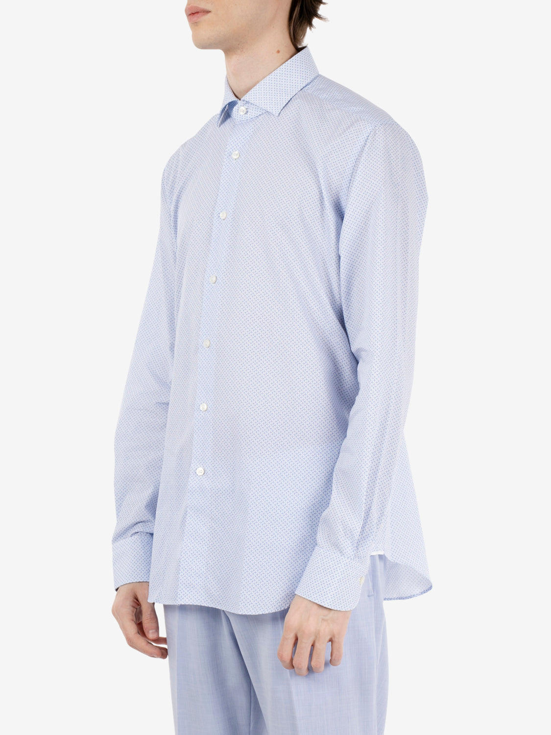 Xacus Shirts Micro Pattern Shirt Light Blue/White