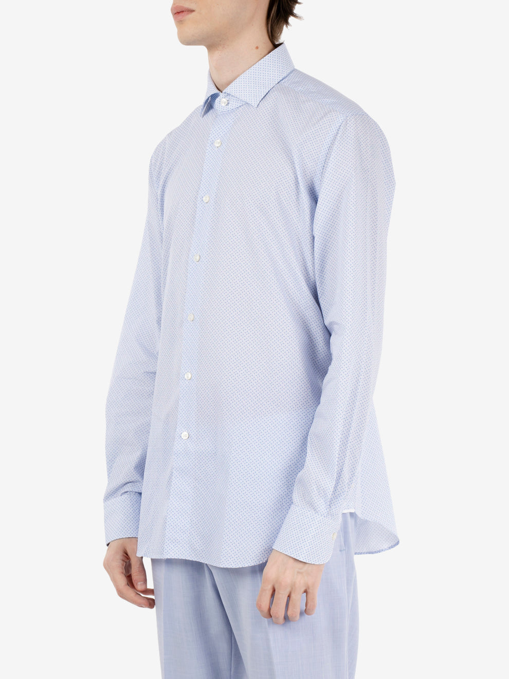 Xacus Shirts Micro Pattern Shirt Light Blue/White