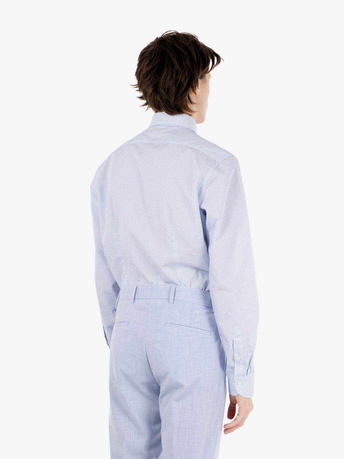 Xacus Shirts Micro Pattern Shirt Light Blue/White