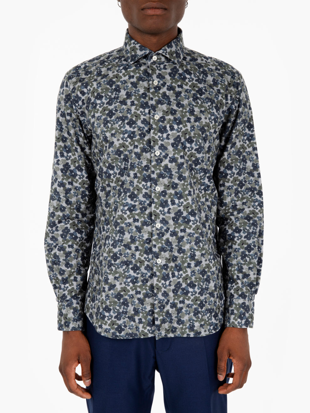 Green/blue floral patterned shirt