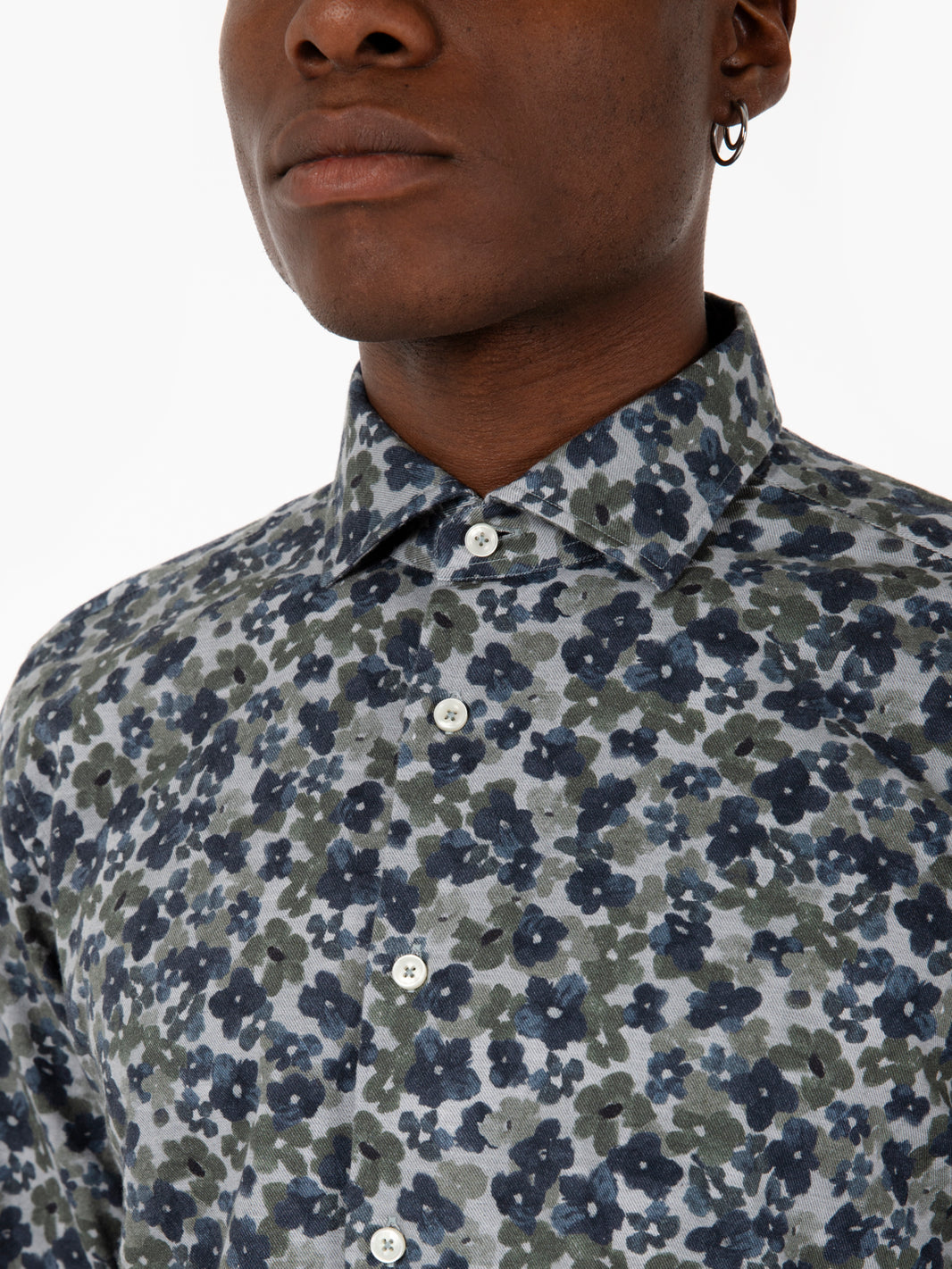 Green/blue floral patterned shirt