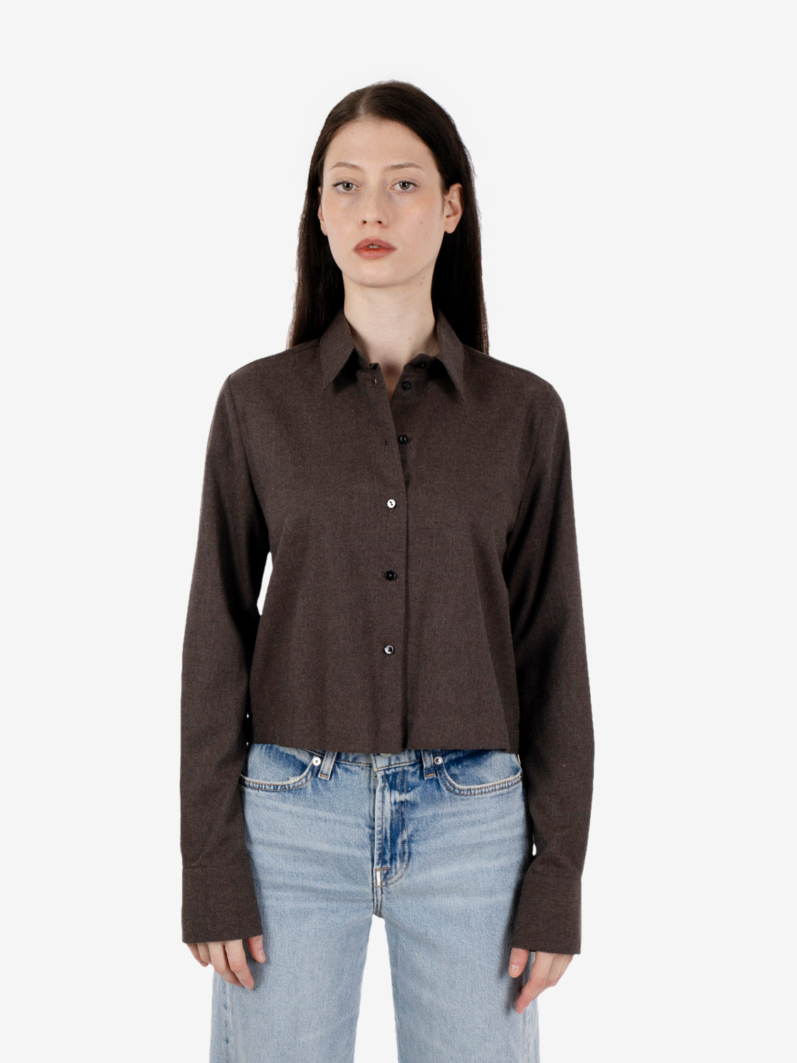 Camicia crop Anya in flanella moro