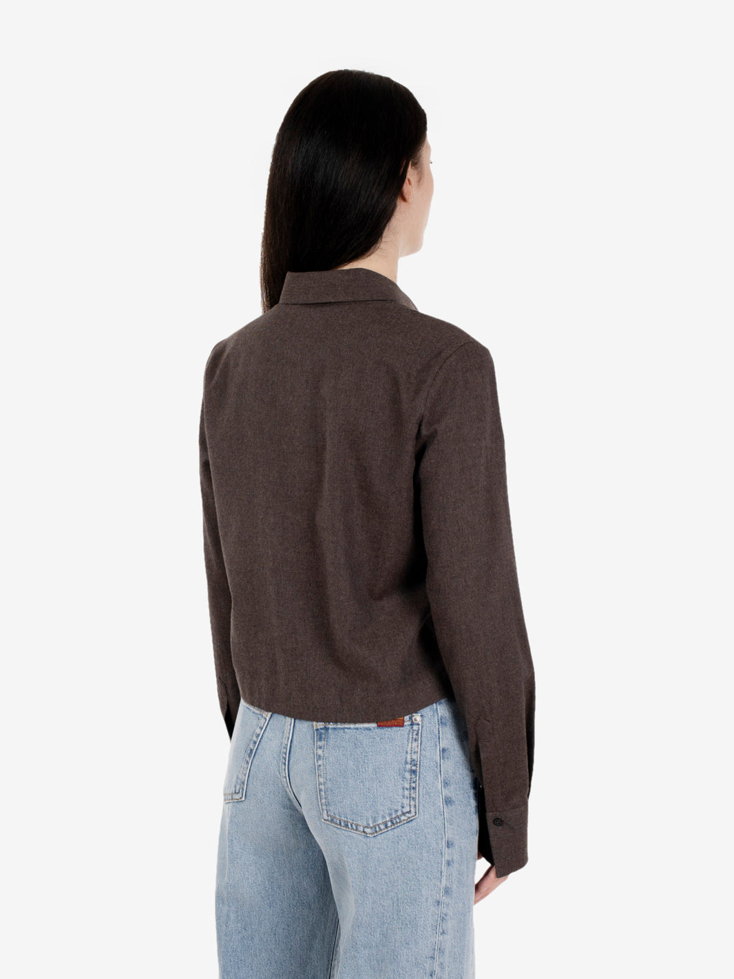 Anya dark brown flannel crop shirt