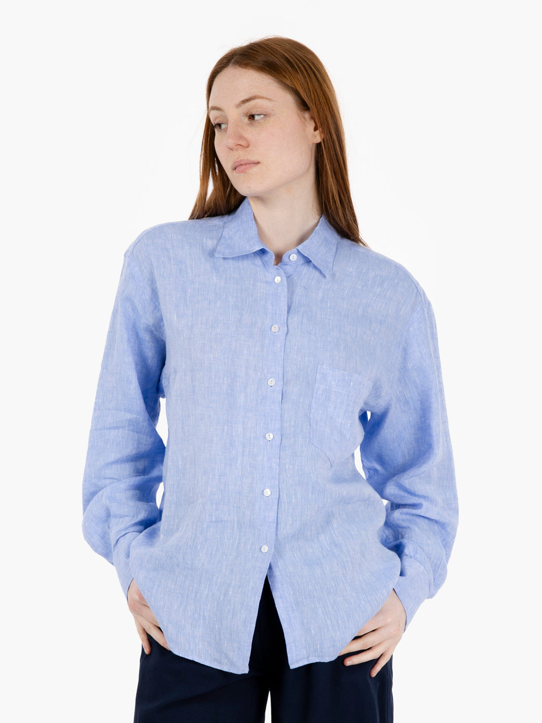 Camicia Dalia in lino azzurro