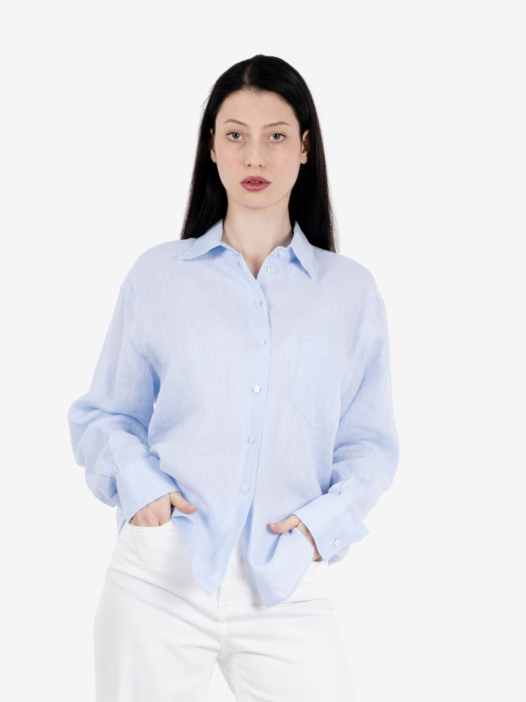 Camicia Dalia in lino over azzurro