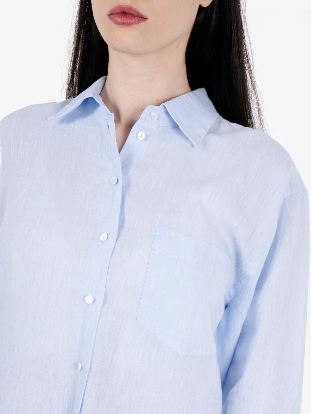 Camicia Dalia in lino over azzurro