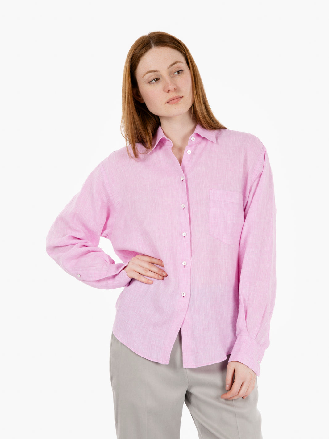 Camicia Dalia in lino rosa