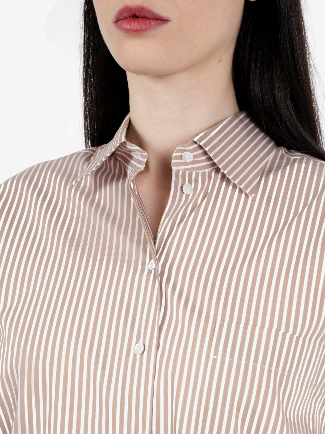 Camicia Dalia over in popeline a righe beige
