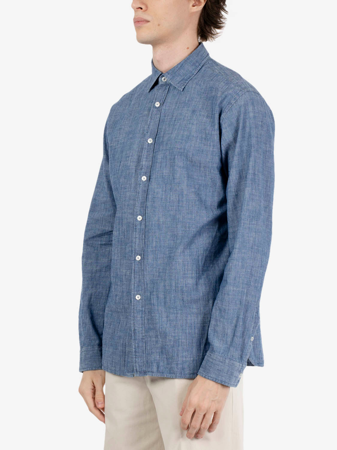 Camicia in denim chambray blu
