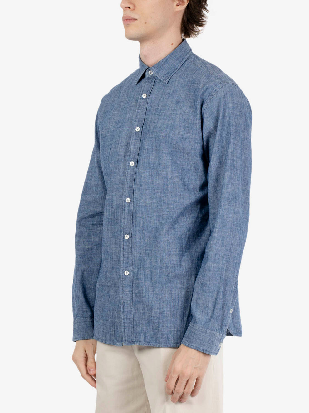 Camicia in denim chambray blu