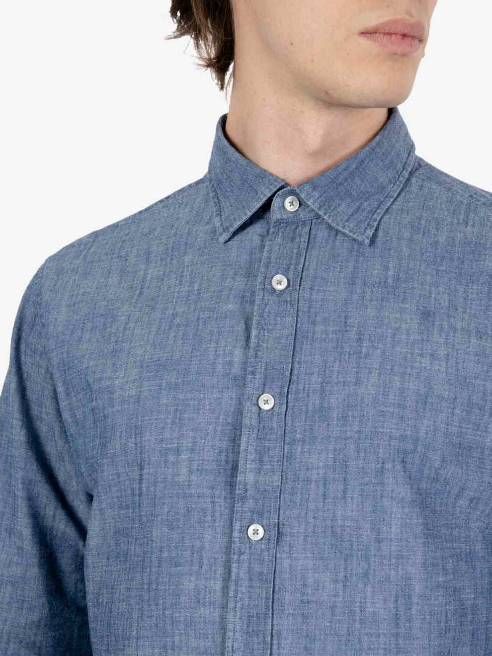 Camicia in denim chambray blu