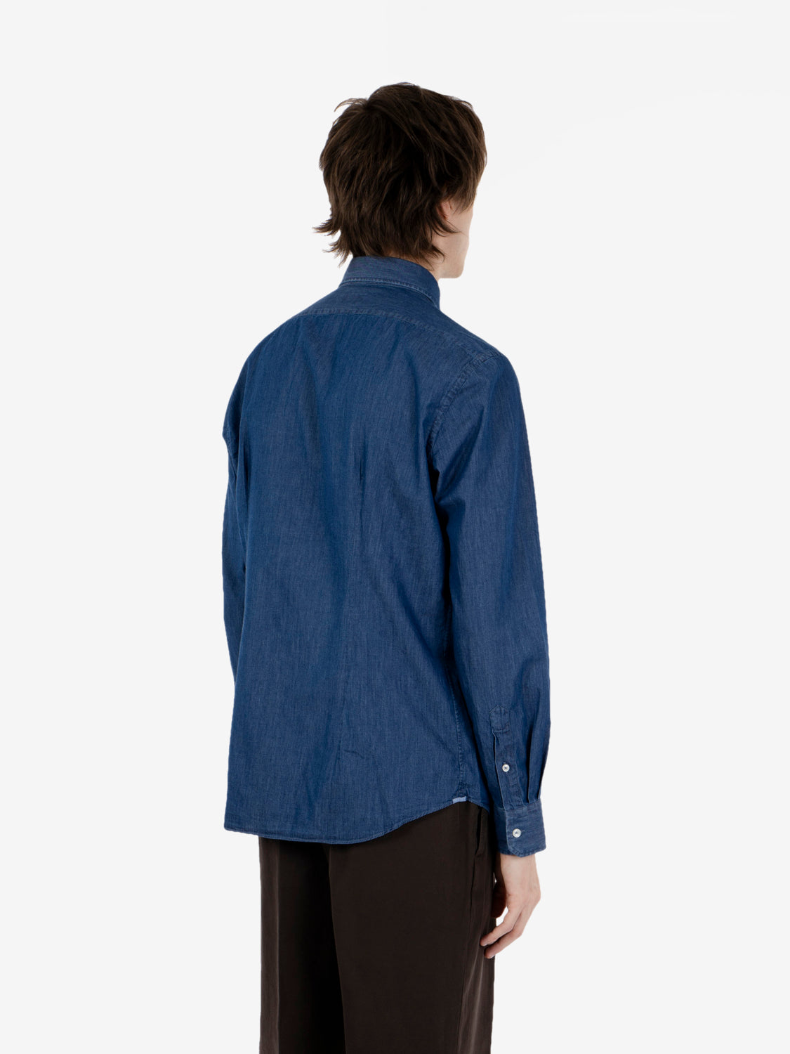 Washed mid-blue denim shirt