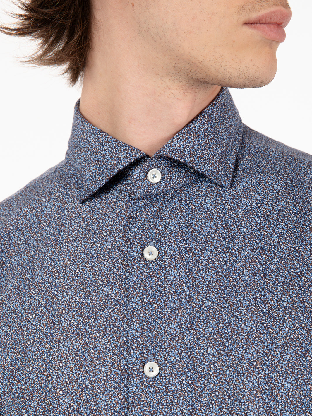 Blue micro patterned shirt