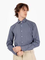 XACUS - Camicia in micro fantasia blu