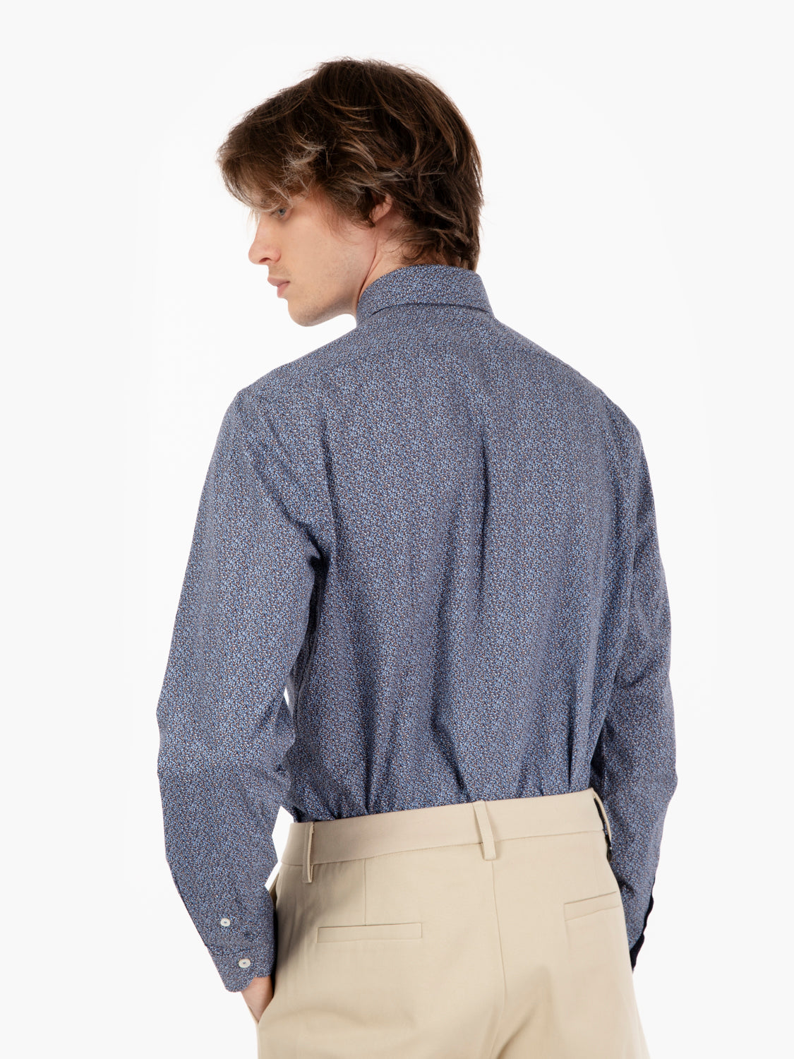 Blue micro patterned shirt