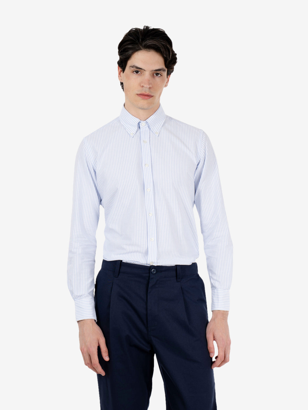 Camicia Oxford a righe azzurra