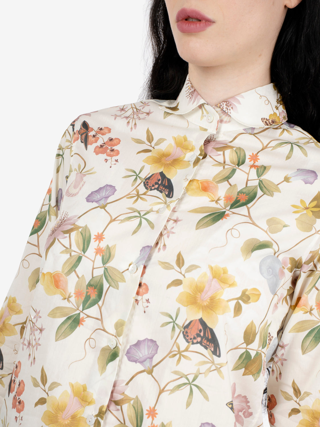 Camicia Pina fantasia floreale bianca