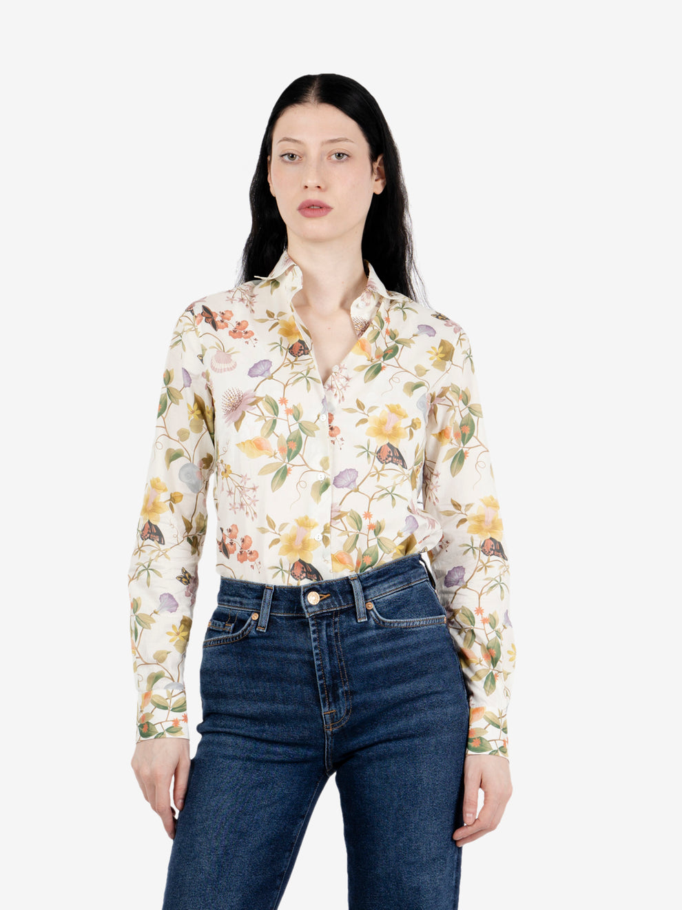 Camicia Pina fantasia floreale bianca