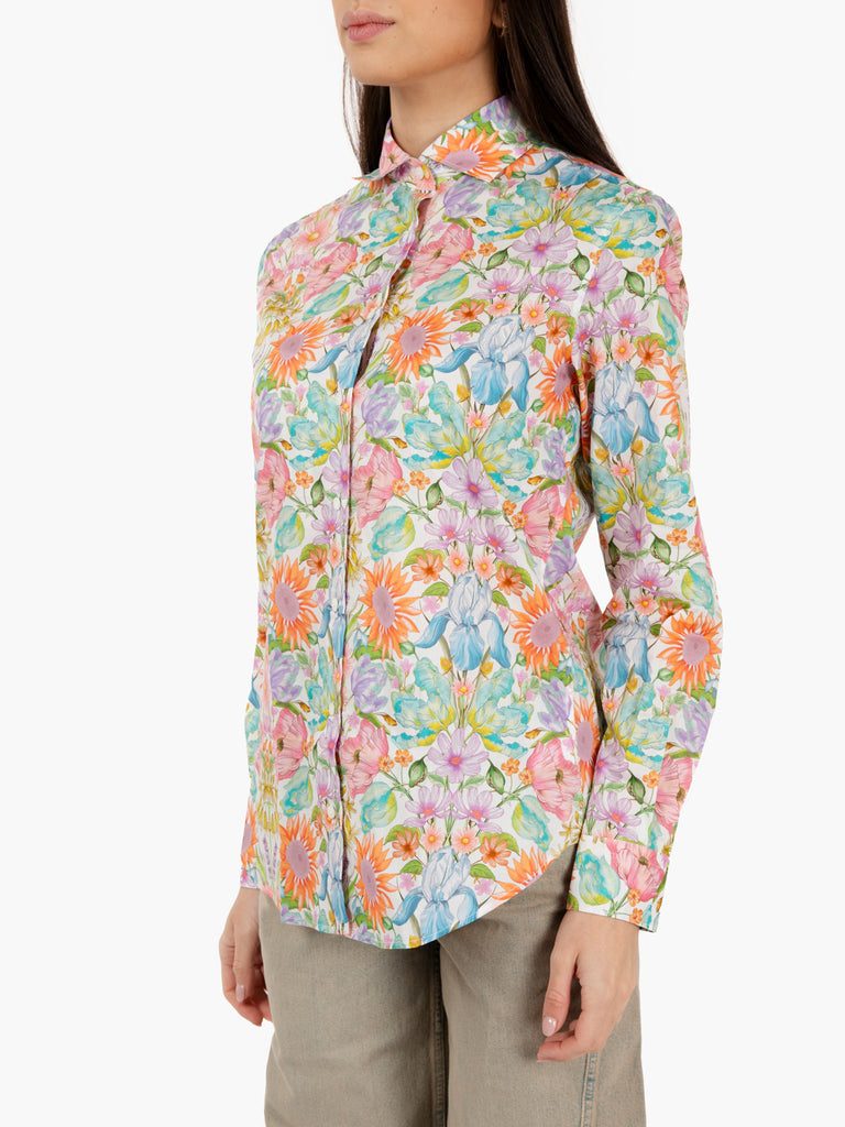 XACUS - Camicia Pina fantasia Liberty fiori multicolor