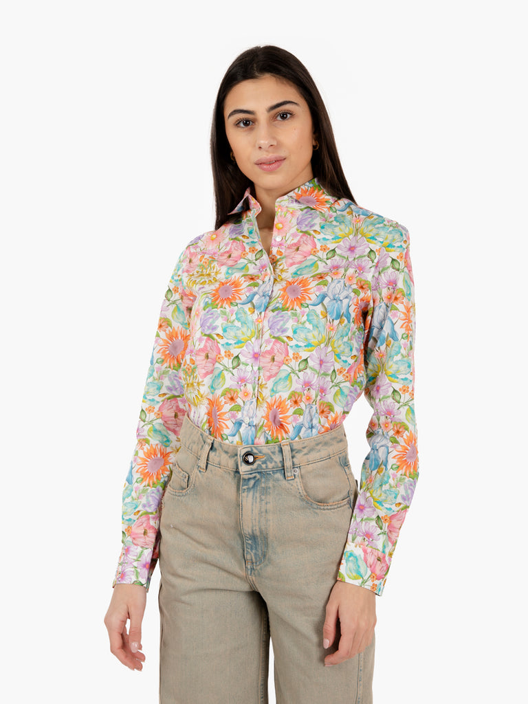 XACUS - Camicia Pina fantasia Liberty fiori multicolor