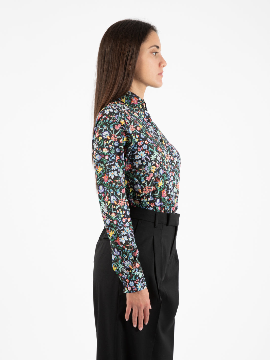 Camicia Pina popeline fantasia fiorita nero