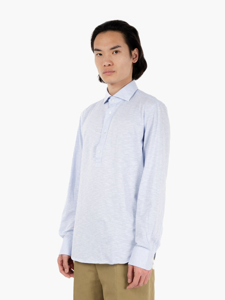XACUS - Camicia polo in jersey fiammato azzurro