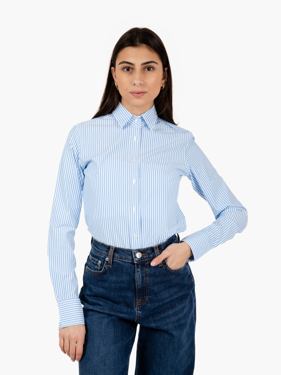 Camicia Sara Active a righe bianco / azzurro