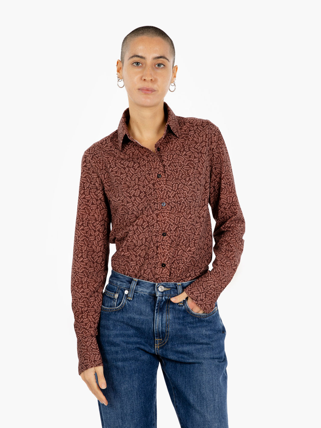 Camicia Sara Active floreale bordeaux