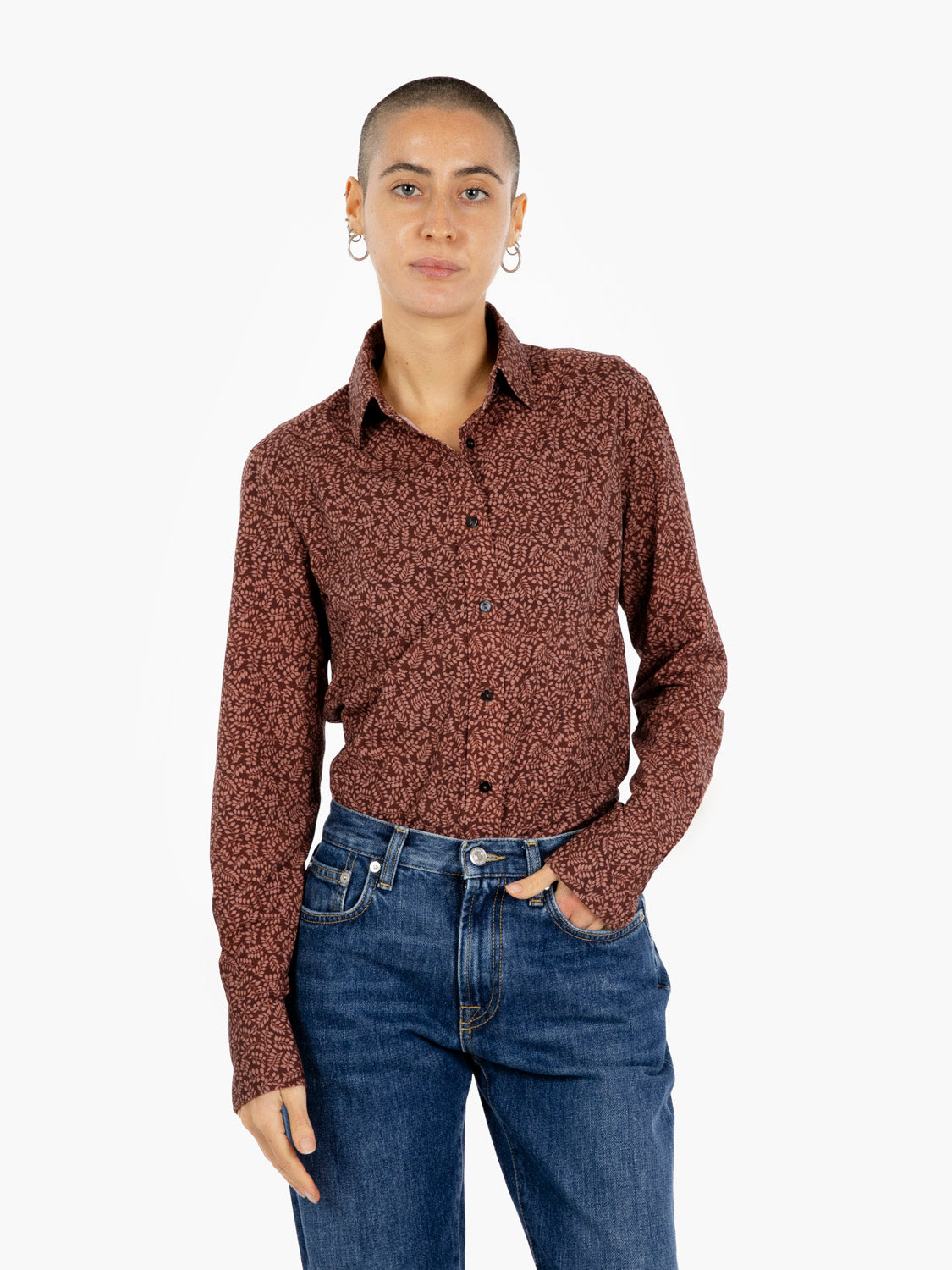 Camicia Sara Active floreale bordeaux