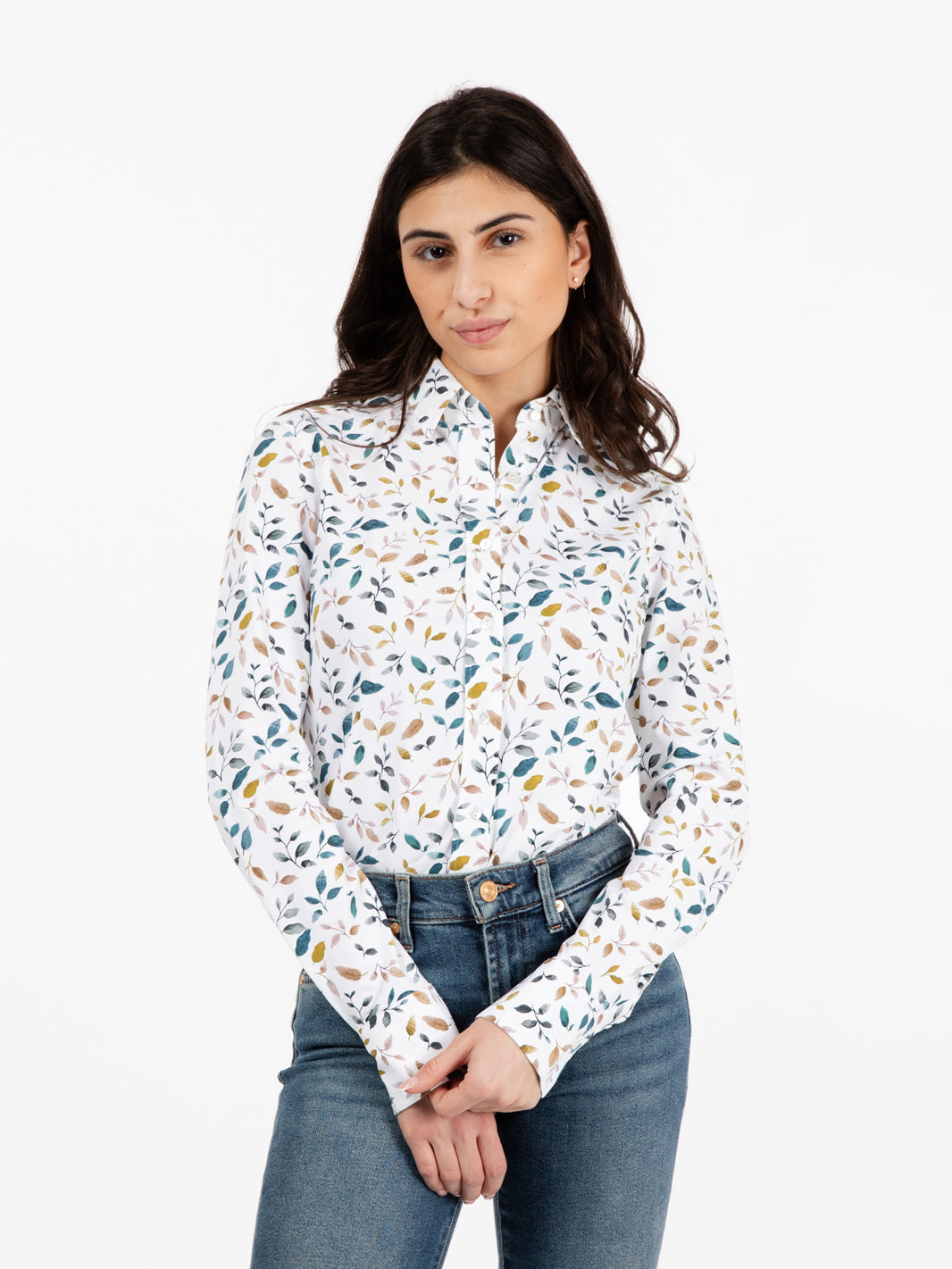 Camicia Sara Active stampa botanica bianco