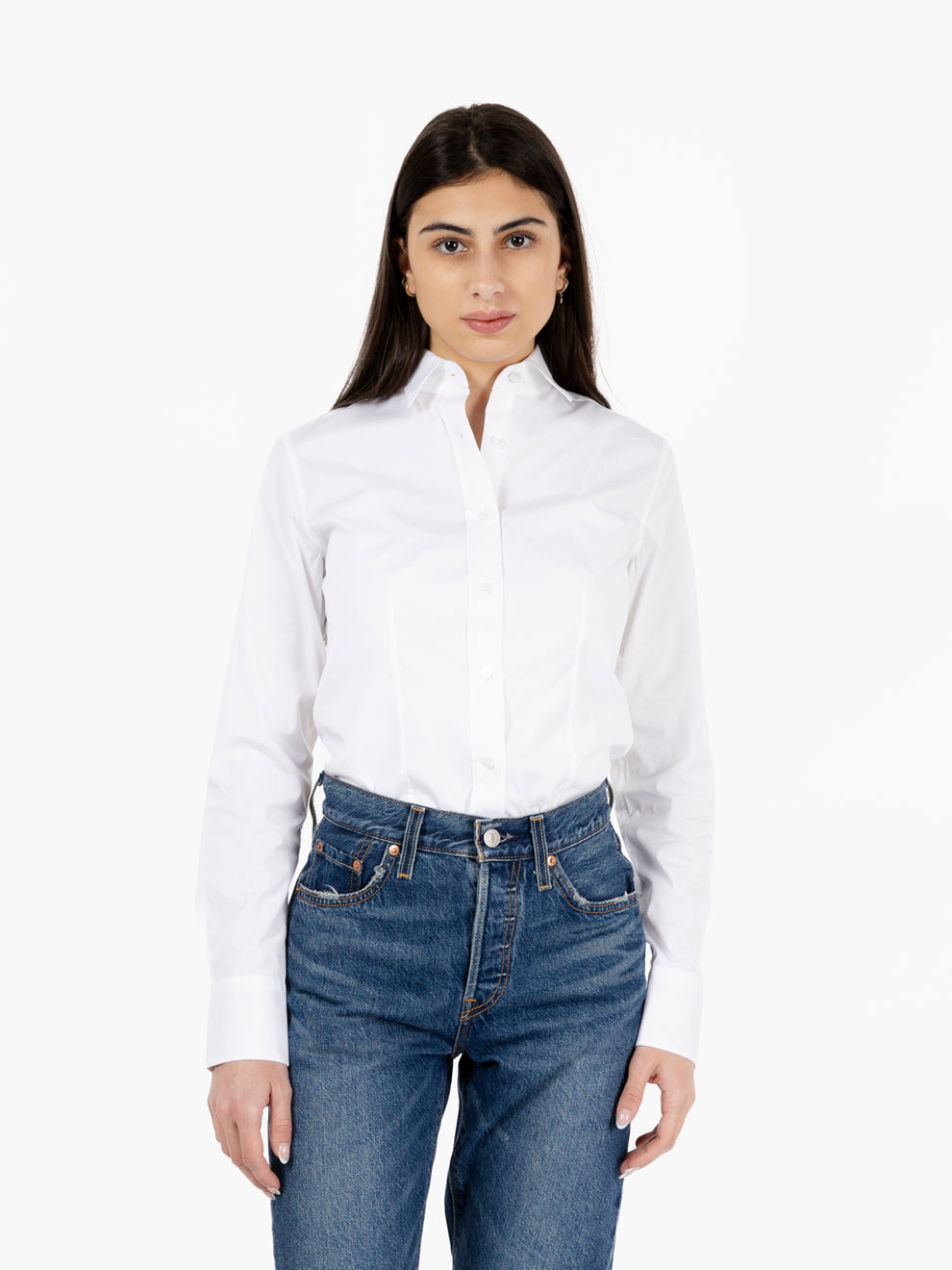 Camicia Sara in cotone stretch bianca