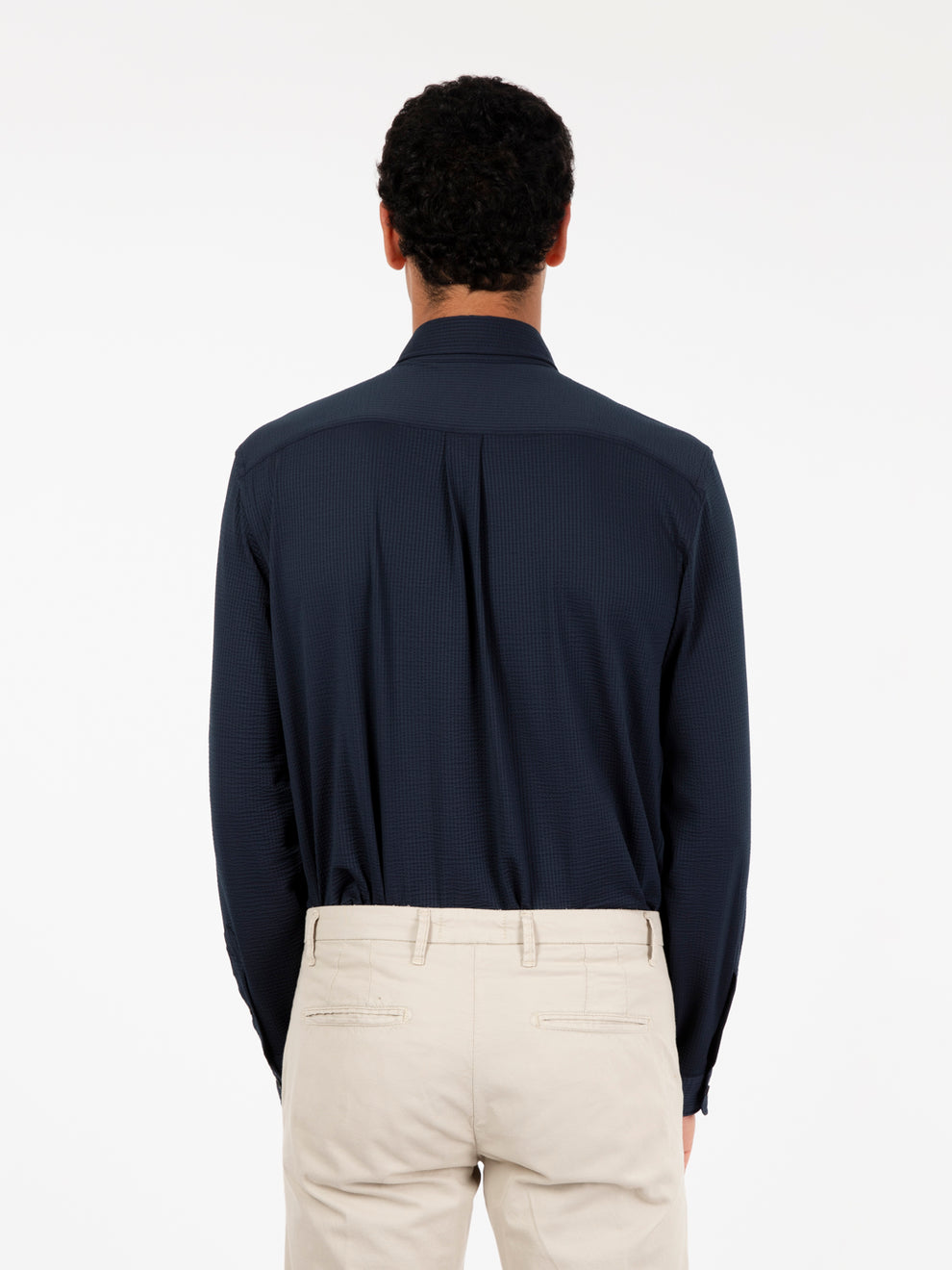Active blue seersucker shirt