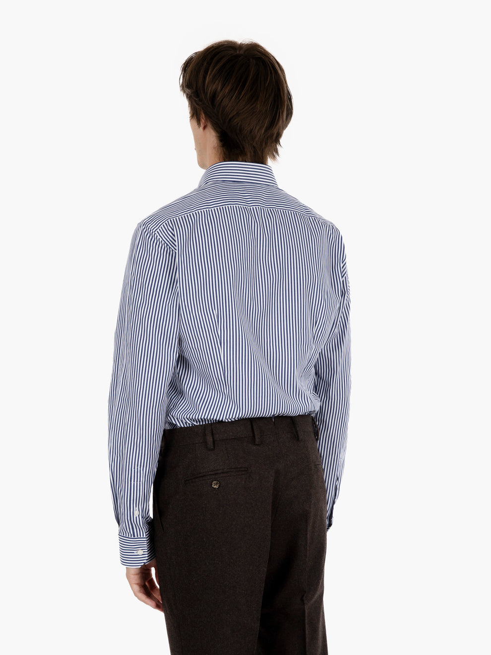 Camicia slim fit in cotone bacchetta blu