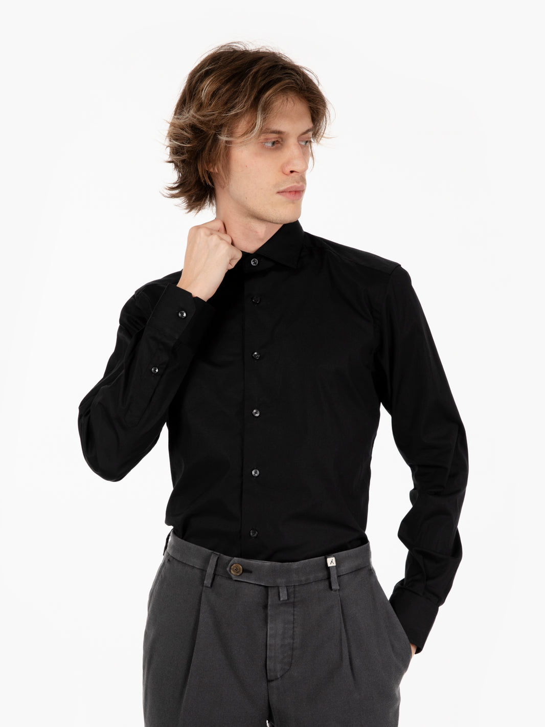 Black slim fit stretch shirt