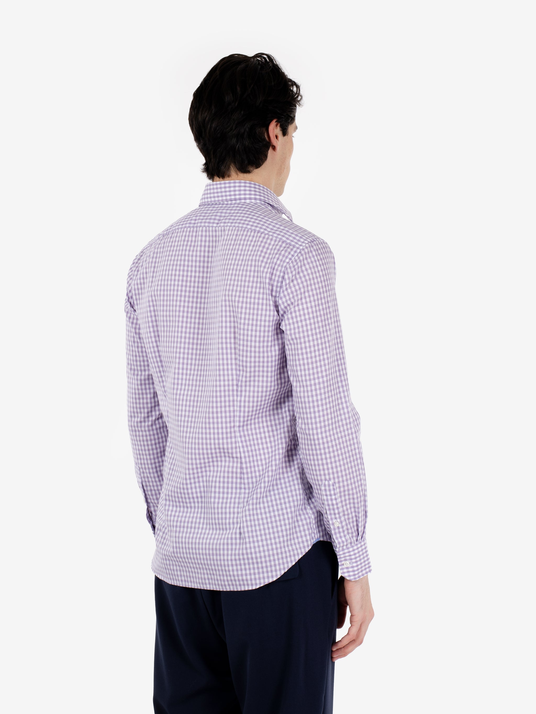 Camicia tailor fit a quadretti lampone