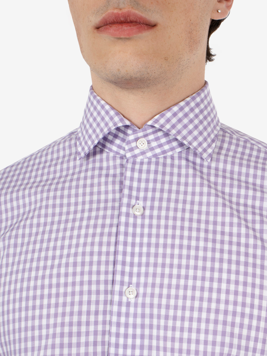 Camicia tailor fit a quadretti lampone