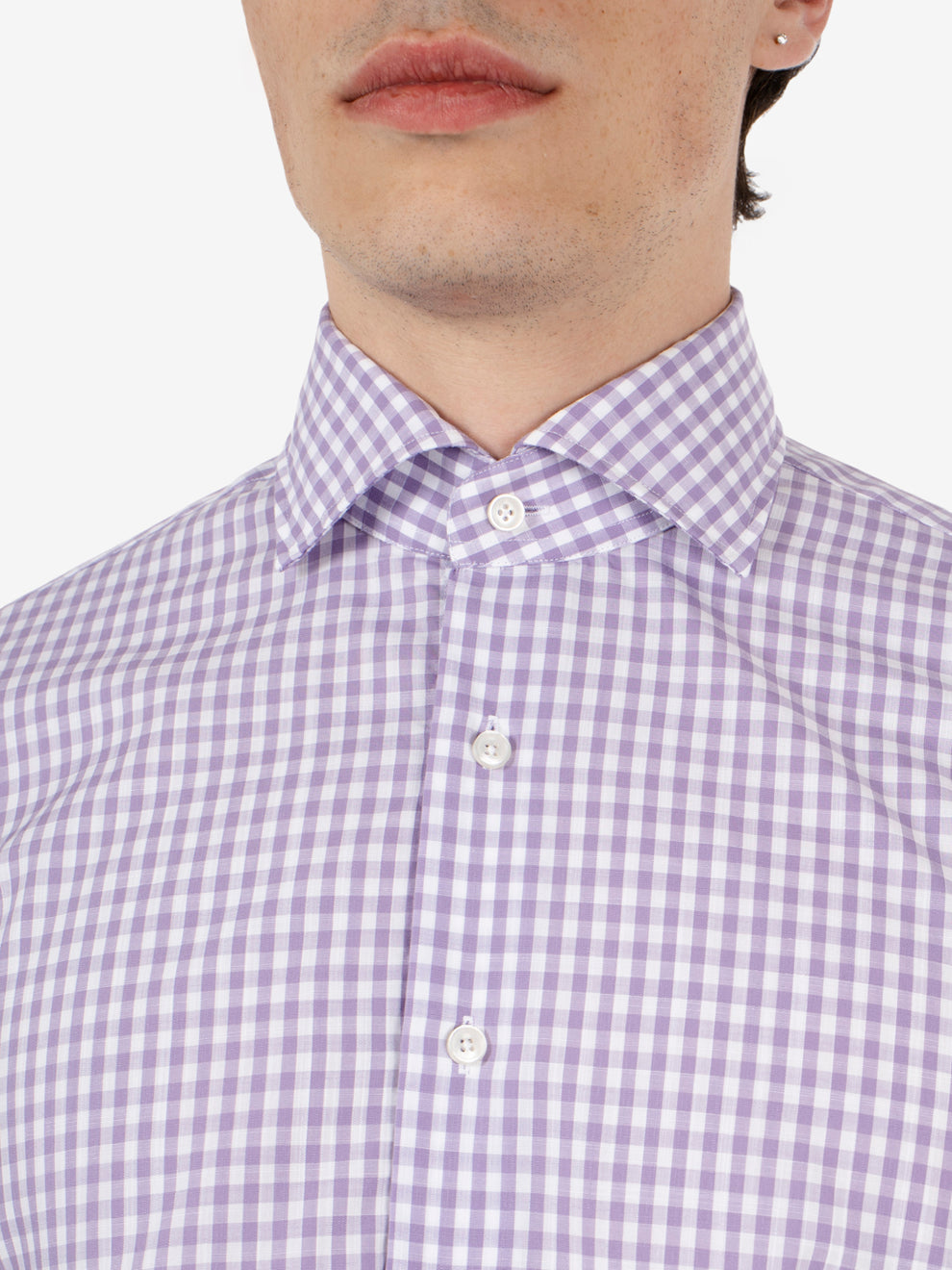 Camicia tailor fit a quadretti lampone